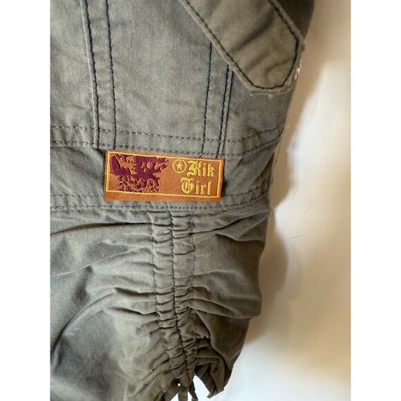 Vintage KIK GIRL Khaki Green Cargo Skirt Size 16 Rave Raver Midi Length Skater - Picture 5 of 11